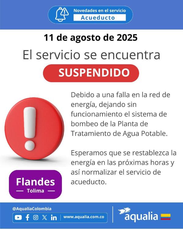 SE SUSPENDE SERVICIO POR FALLA ELECTRICA - FLANDES